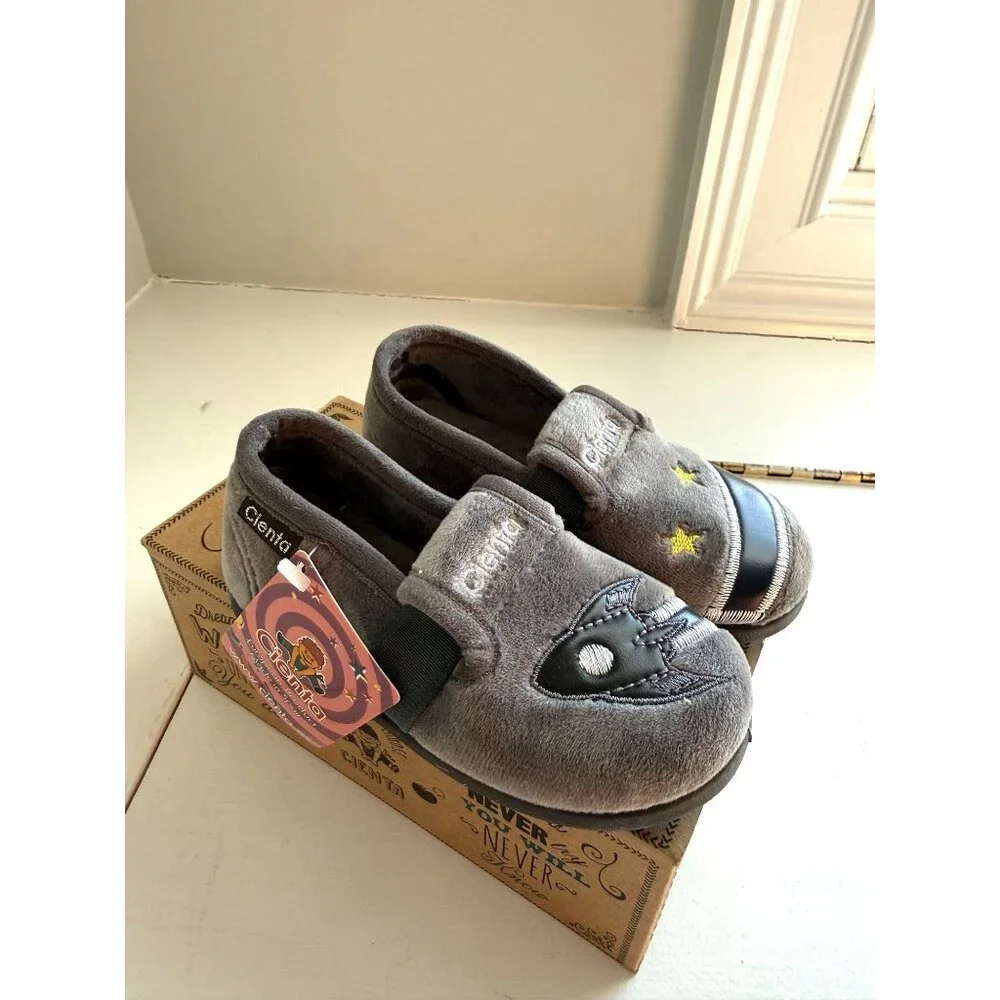 NWB Cienta Baby Shoes Slip On Grey Space Theme Size EU 24 US 7.5 [jb]